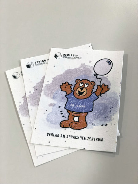 Wuschelbär-Postkarte aus Samenpapier