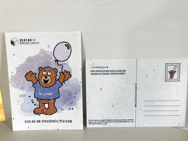 Wuschelbär-Postkarte aus Samenpapier