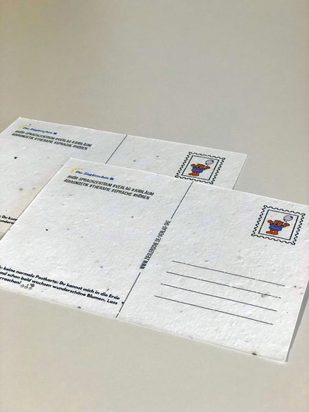 Wuschelbär-Postkarte aus Samenpapier